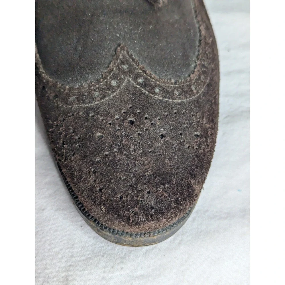 GUCCI VINTAGE brown suede leather mens 42 1/2 Italy Italian tassle loafers shoes